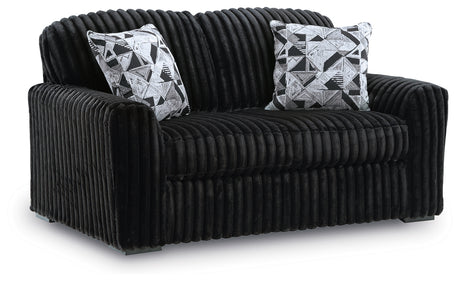 Midnight-Madness Onyx Sofa, Loveseat and Oversized Ottoman - Ornate Home