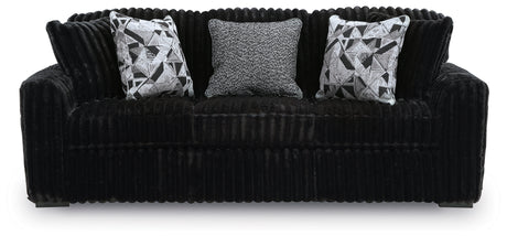 Midnight-Madness Onyx Sofa, Loveseat and Oversized Ottoman - Ornate Home