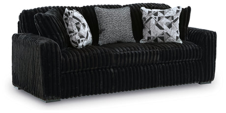 Midnight-Madness Onyx Sofa, Loveseat and Oversized Ottoman - Ornate Home