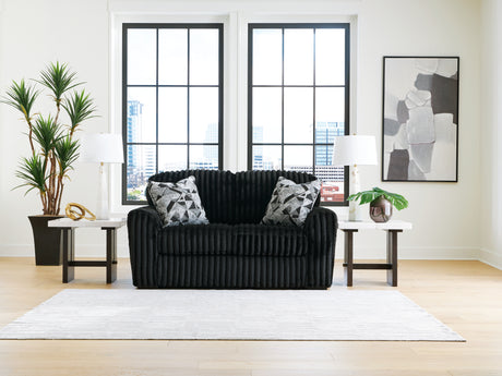 Midnight-Madness Onyx Sofa, Loveseat and Oversized Ottoman - Ornate Home