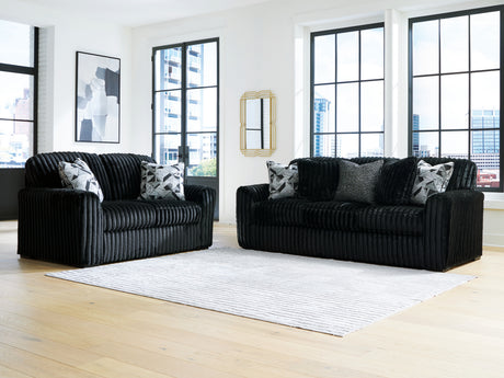 Midnight-Madness Onyx Sofa and Loveseat - Ornate Home
