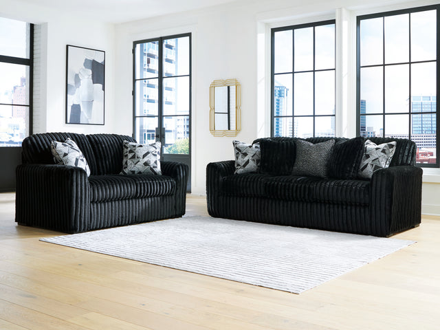 Midnight-Madness Onyx Sofa and Loveseat - Ornate Home