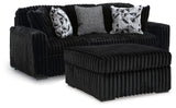 Midnight-Madness Onyx Sofa and Oversized Ottoman - Ornate Home