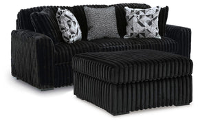 Midnight-Madness Onyx Sofa and Oversized Ottoman - Ornate Home