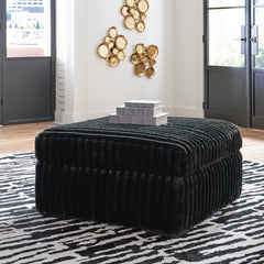 Midnight-Madness Onyx Sofa and Oversized Ottoman - Ornate Home