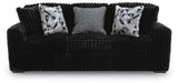 Midnight-Madness Onyx Sofa and Oversized Ottoman - Ornate Home