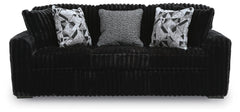 Midnight-Madness Onyx Sofa and Oversized Ottoman - Ornate Home