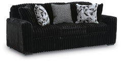 Midnight-Madness Onyx Sofa and Oversized Ottoman - Ornate Home
