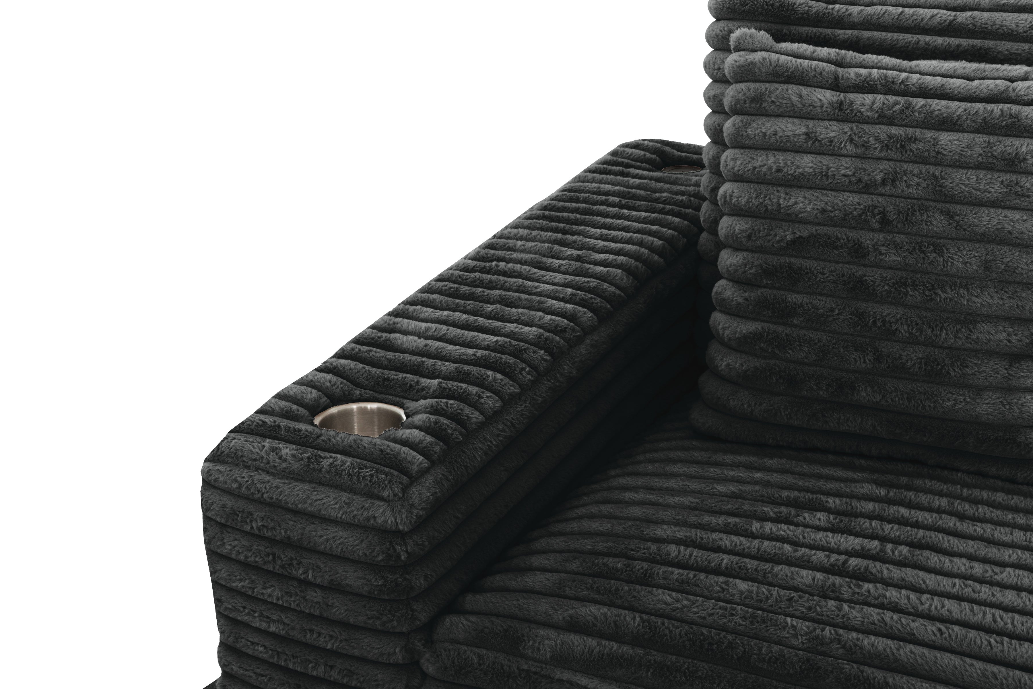 Midnight-Madness ll Black Jumbo Corduroy 2pc Reversible Sectional