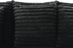 Midnight-Madness ll Black Jumbo Corduroy 2pc Reversible Sectional Sofa w/ Dual Cupholders & USB Ports - Ornate Home