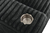 Midnight-Madness ll Black Jumbo Corduroy 2pc Reversible Sectional Sofa w/ Dual Cupholders & USB Ports - Ornate Home