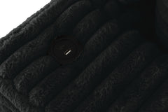 Midnight-Madness ll Black Jumbo Corduroy 2pc Reversible Sectional Sofa w/ Dual Cupholders & USB Ports - Ornate Home