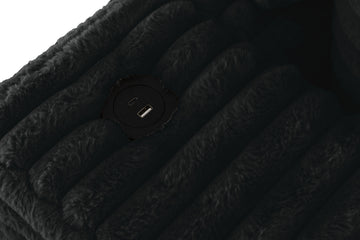 Midnight-Madness ll Black Jumbo Corduroy 2pc Reversible Sectional Sofa w/ Dual Cupholders & USB Ports - Ornate Home