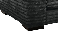 Midnight-Madness ll Black Jumbo Corduroy 2pc Reversible Sectional Sofa w/ Dual Cupholders & USB Ports - Ornate Home