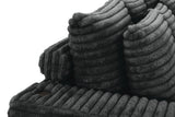 Midnight-Madness ll Black Jumbo Corduroy 2pc Reversible Sectional Sofa w/ Dual Cupholders & USB Ports - Ornate Home