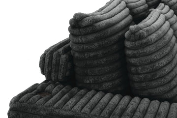 Midnight-Madness ll Black Jumbo Corduroy 2pc Reversible Sectional Sofa w/ Dual Cupholders & USB Ports - Ornate Home