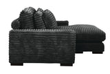 Midnight-Madness ll Black Jumbo Corduroy 2pc Reversible Sectional Sofa w/ Dual Cupholders & USB Ports - Ornate Home