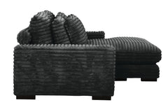 Midnight-Madness ll Black Jumbo Corduroy 2pc Reversible Sectional Sofa w/ Dual Cupholders & USB Ports - Ornate Home