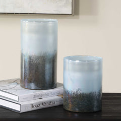 Midnight Mist Blue/Gray Cylindrical Vases (Set of 2) - Ornate Home