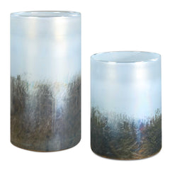 Midnight Mist Blue/Gray Cylindrical Vases (Set of 2) - Ornate Home