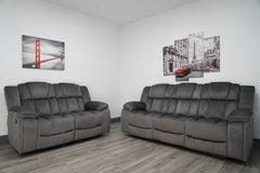 Midway Pewter Fabric Queen Sleeper Sofa & Reclining Loveseat - Ornate Home