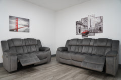 Midway Pewter Fabric Reclining Sofa & Loveseat - Ornate Home