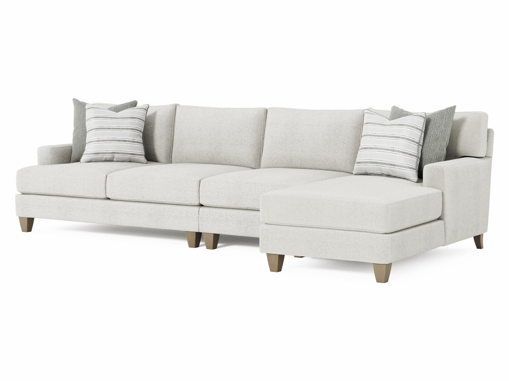 Mila Beige/Tan 3-Piece Fabric Sectional with Right Chaise - Ornate Home