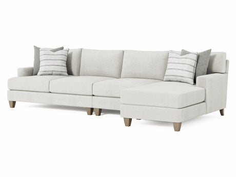 Mila Beige/Tan 3-Piece Fabric Sectional with Right Chaise - Ornate Home