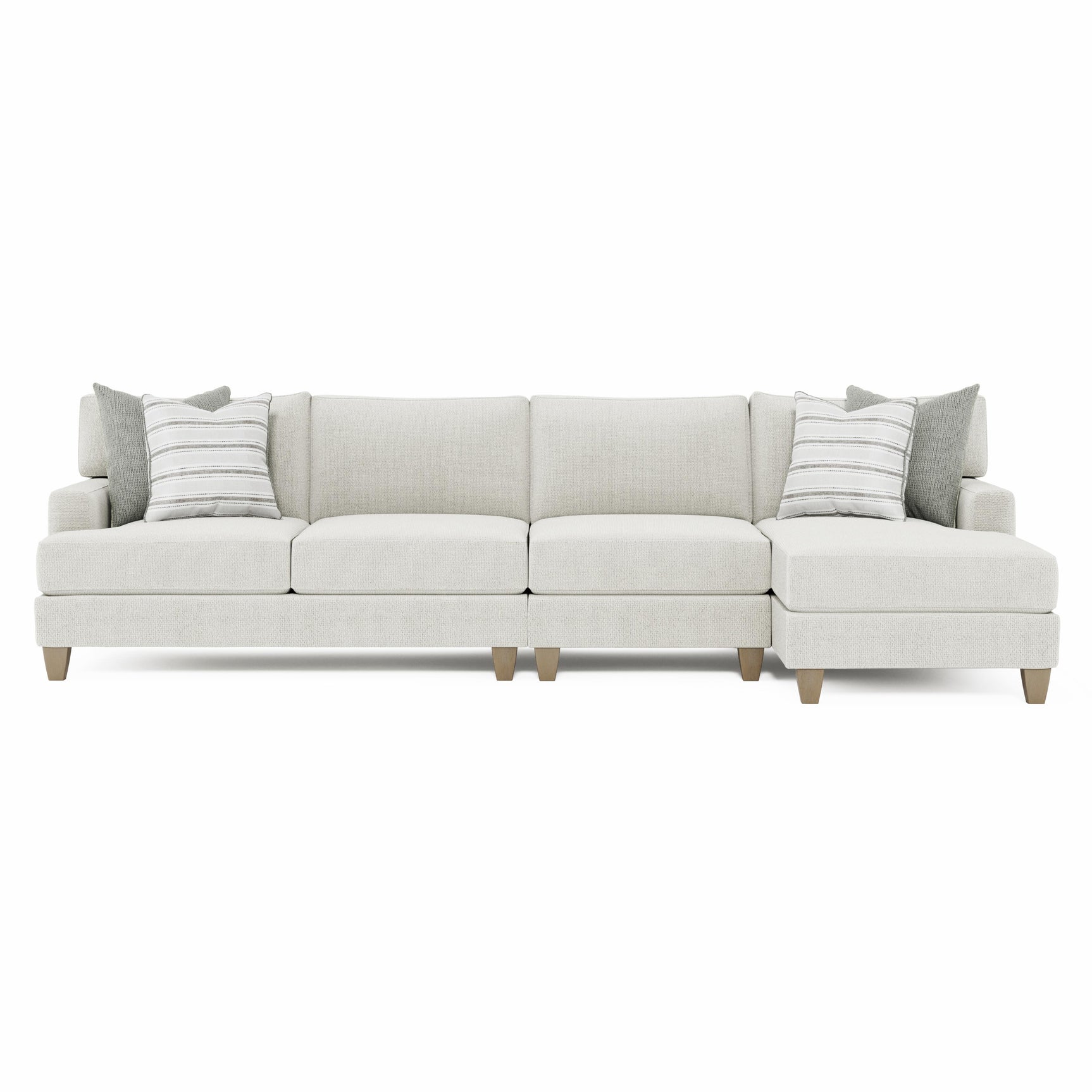Mila Beige/Tan 3-Piece Fabric Sectional with Right Chaise - Ornate Home