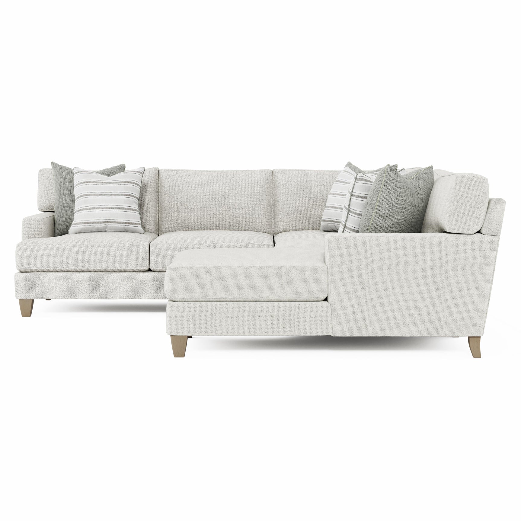 Mila Beige/Tan 4-Piece Fabric Sectional with Right Chaise - Ornate Home