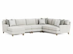 Mila Beige/Tan 5-Piece Fabric Sectional with Left Chaise - Ornate Home
