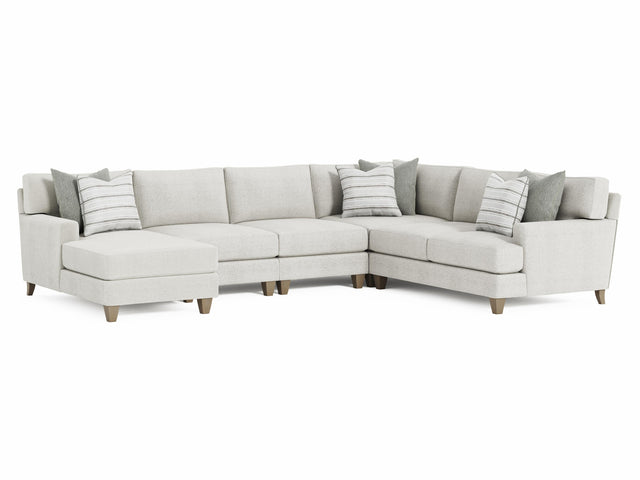 Mila Beige/Tan 5-Piece Fabric Sectional with Left Chaise - Ornate Home