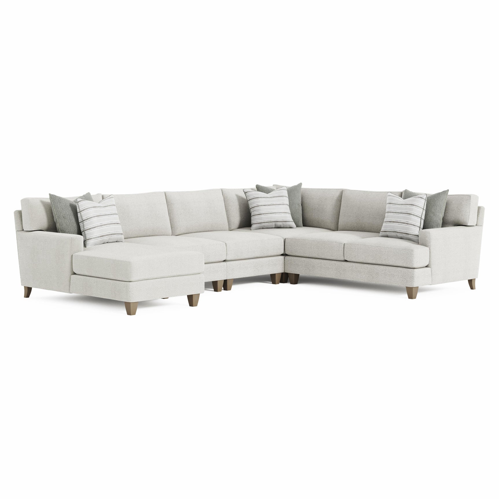 Mila Beige/Tan 5-Piece Fabric Sectional with Left Chaise - Ornate Home