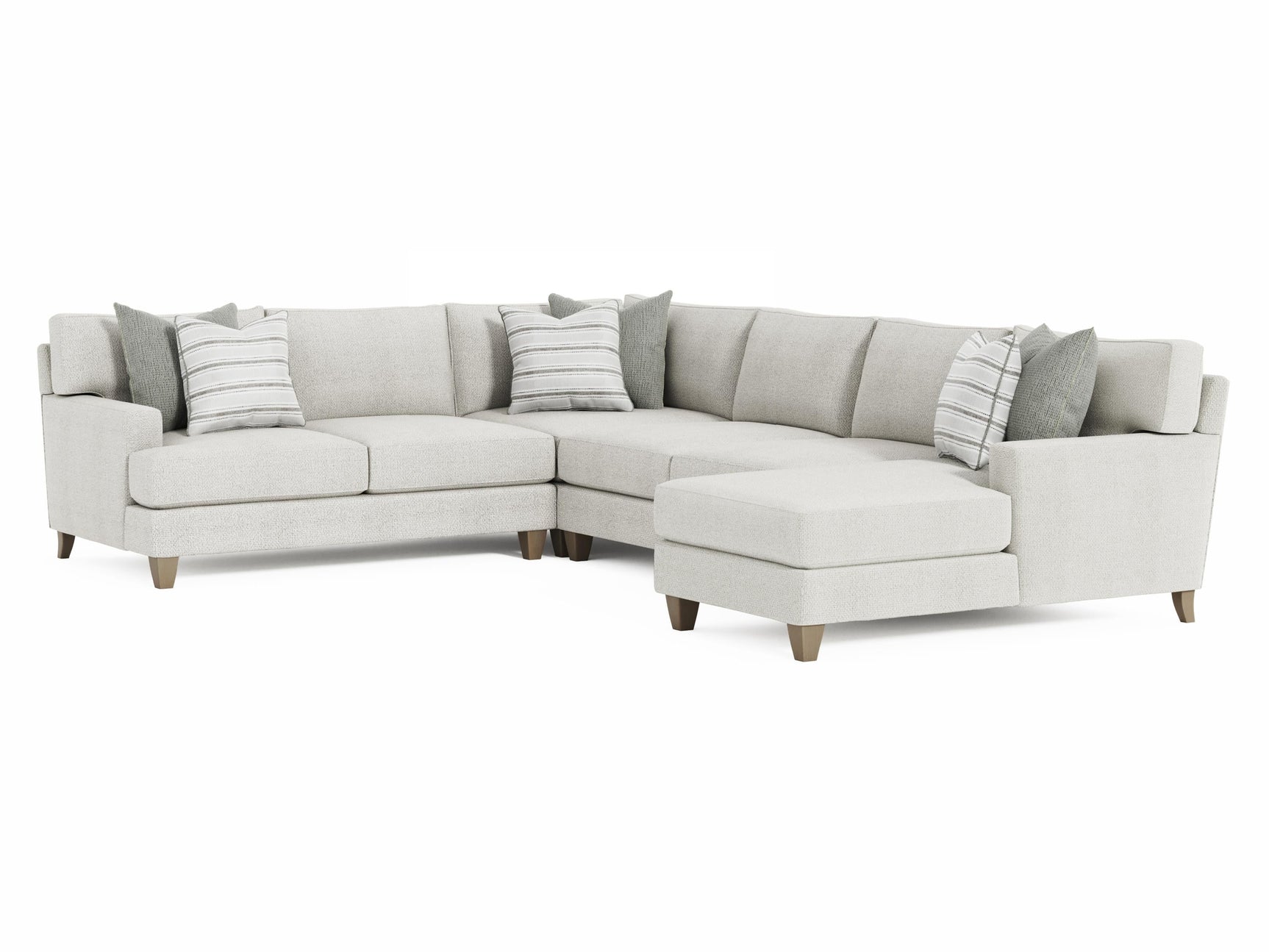 Mila Beige/Tan 5-Piece Fabric Sectional with Right Chaise - Ornate Home