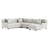 Mila Beige/Tan 5-Piece Fabric Sectional with Right Chaise - Ornate Home