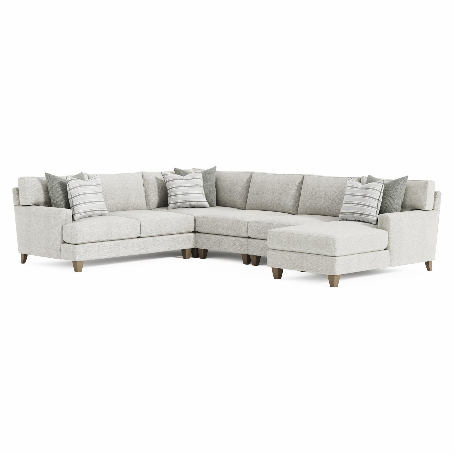 Mila Beige/Tan 5-Piece Fabric Sectional with Right Chaise - Ornate Home