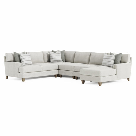 Mila Beige/Tan 5-Piece Fabric Sectional with Right Chaise - Ornate Home