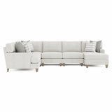 Mila Beige/Tan 5-Piece Fabric Sectional with Right Chaise - Ornate Home