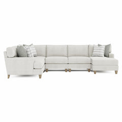 Mila Beige/Tan 5-Piece Fabric Sectional with Right Chaise - Ornate Home