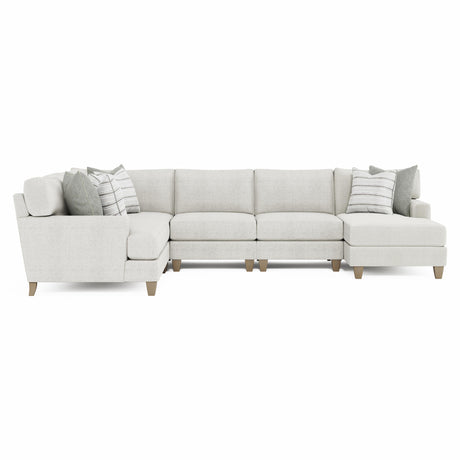Mila Beige/Tan 5-Piece Fabric Sectional with Right Chaise - Ornate Home