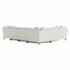 Mila Beige/Tan 5-Piece Fabric Sectional with Right Chaise - Ornate Home