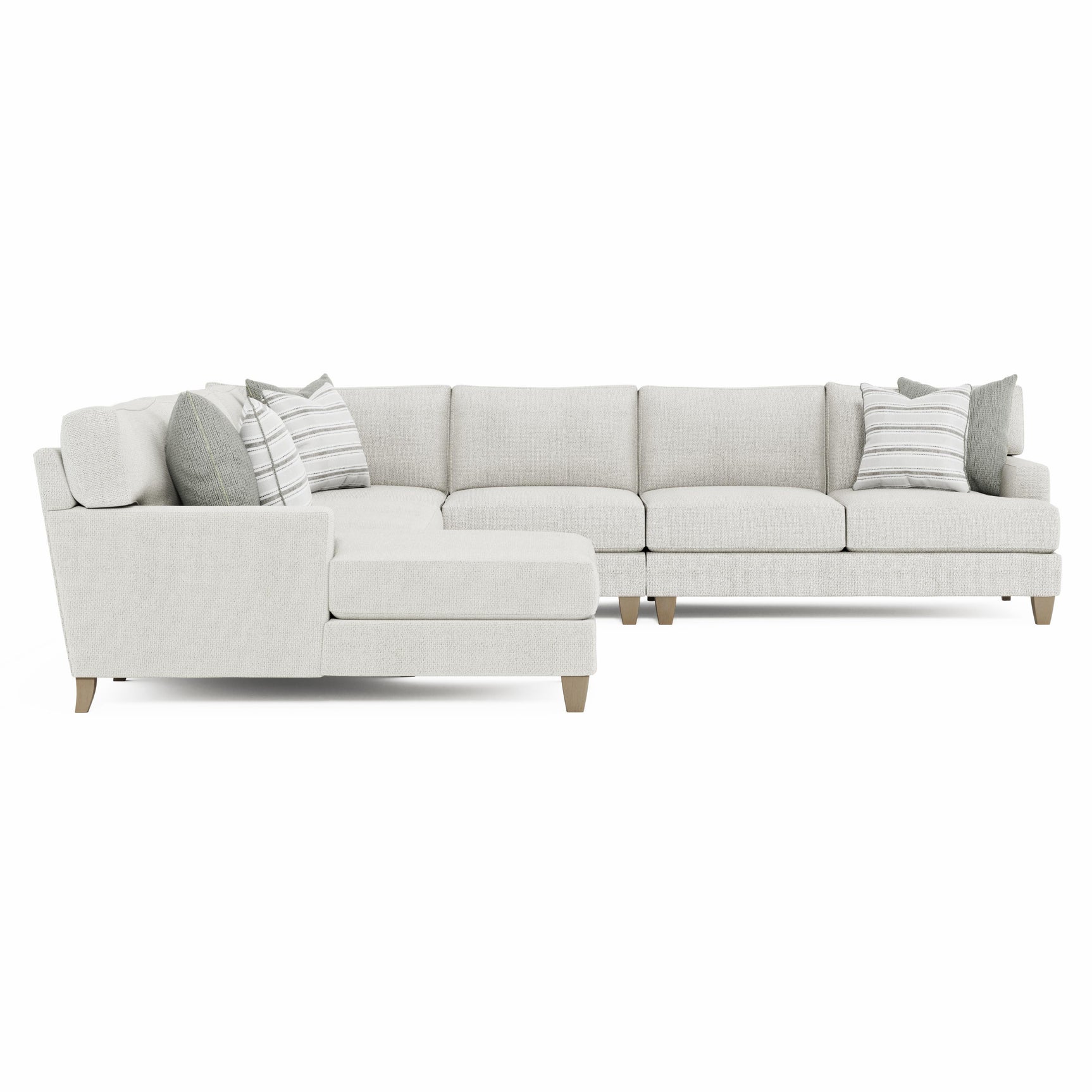 Mila Beige/Tan 6-Piece Fabric Sectional with Left Chaise - Ornate Home