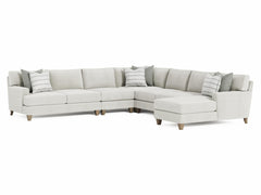 Mila Beige/Tan 6-Piece Fabric Sectional with Right Chaise - Ornate Home