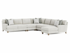 Mila Beige/Tan 6-Piece Fabric Sectional with Right Chaise - Ornate Home