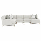 Mila Beige/Tan 6-Piece Fabric Sectional with Right Chaise - Ornate Home