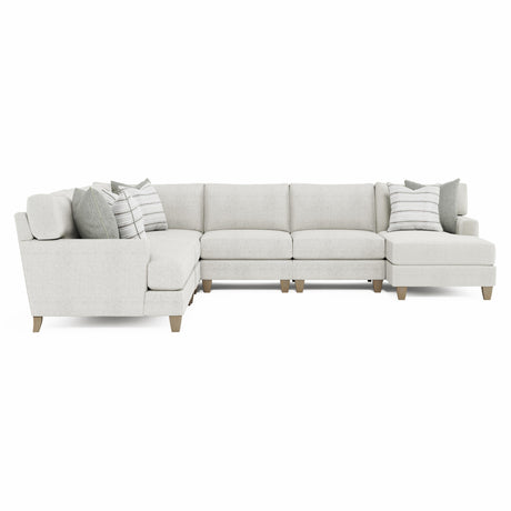 Mila Beige/Tan 6-Piece Fabric Sectional with Right Chaise - Ornate Home