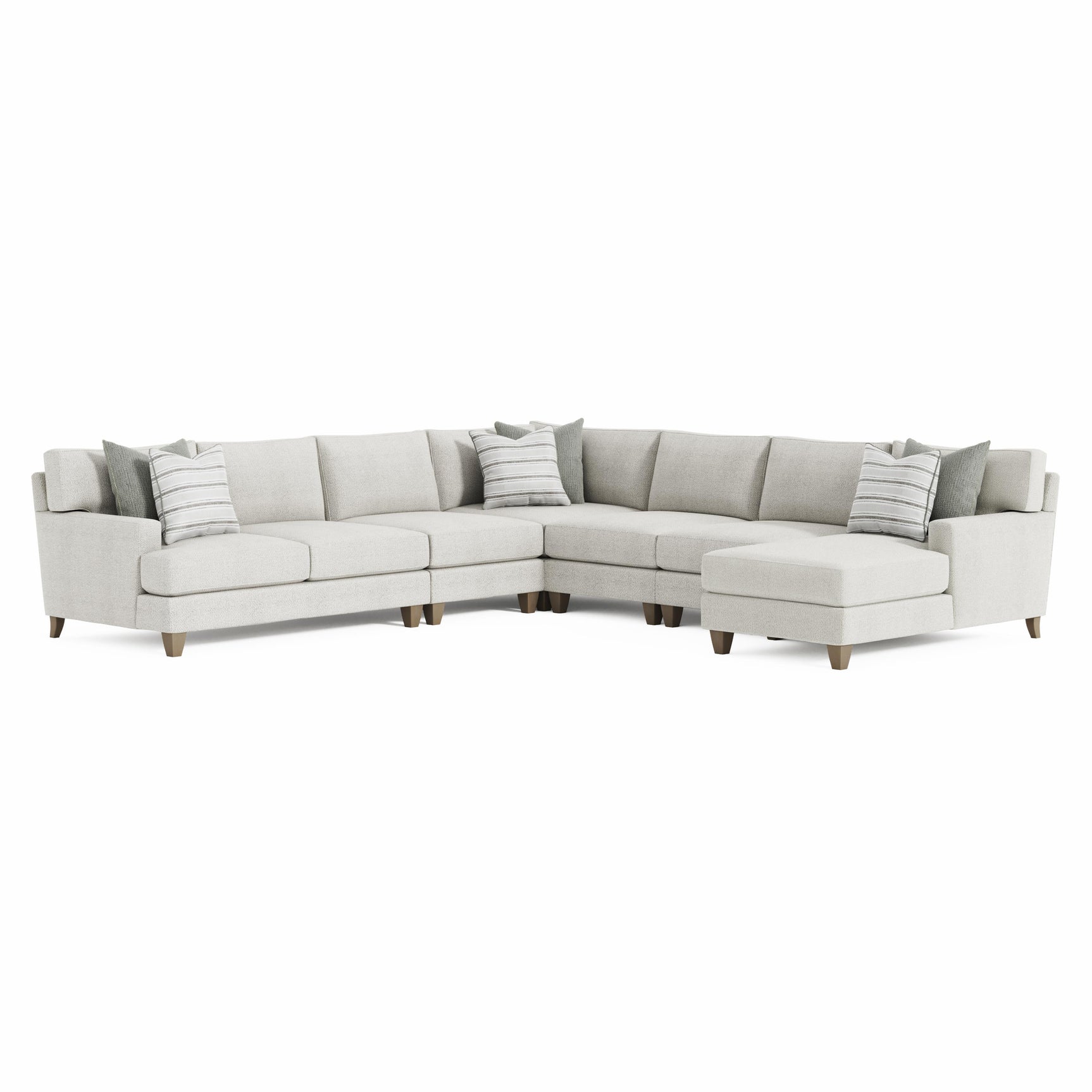 Mila Beige/Tan 6-Piece Fabric Sectional with Right Chaise - Ornate Home