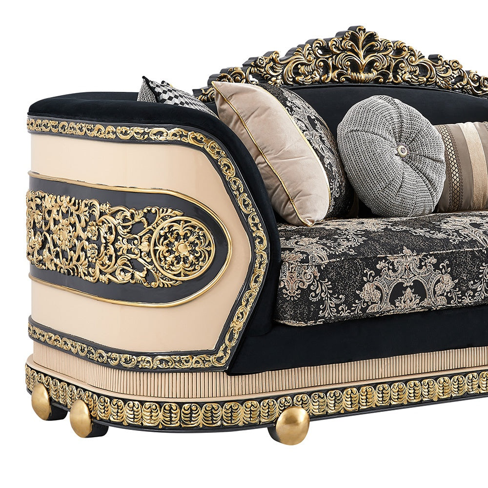 Milano Classico Black/Beige 3-Pc Living Room Set / HD-9012-SET3 - Ornate Home