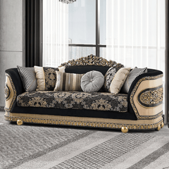 Milano Classico Black/Beige 3-Pc Living Room Set / HD-9012-SET3 - Ornate Home