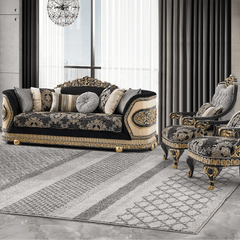 Milano Classico Black/Beige 3-Pc Living Room Set / HD-9012-SET3 - Ornate Home
